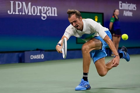 US Open 2024: Daniil Medvedev returns a shot to Fabian Marozsan during the second round of the U.S. Open